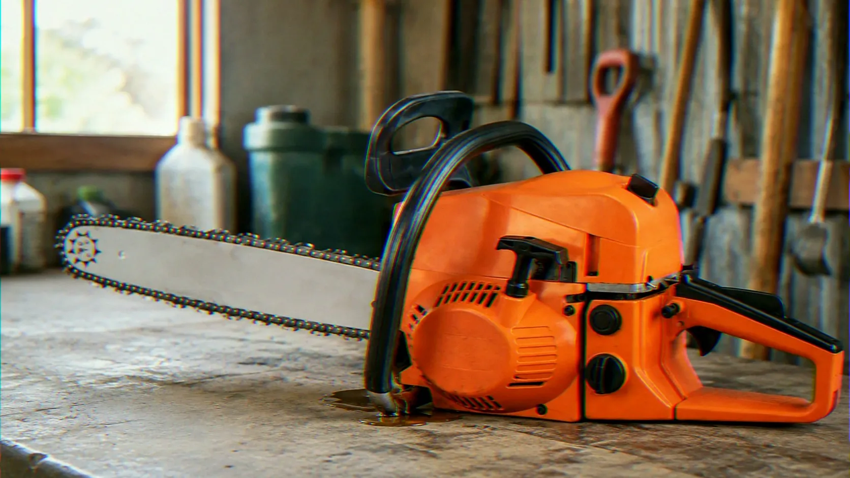 Why Does a Gasoline Chainsaw Leak Bar Oil During Storage?